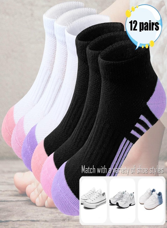 Bemeol Girls Socks 12 Pairs Ankle Socks Girls Athletic Cotton Sports Low Cut Sock for Little Big Kids(10-14 Years) - Image 4